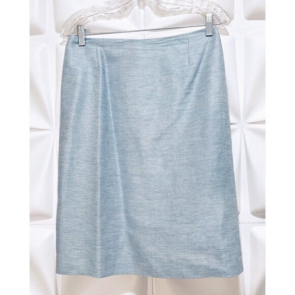 Antonio Melani Sz 4 Blue Linen Blend Ruffled Blazer Jacket Skirt Suit 2pc - Picture 7 of 9